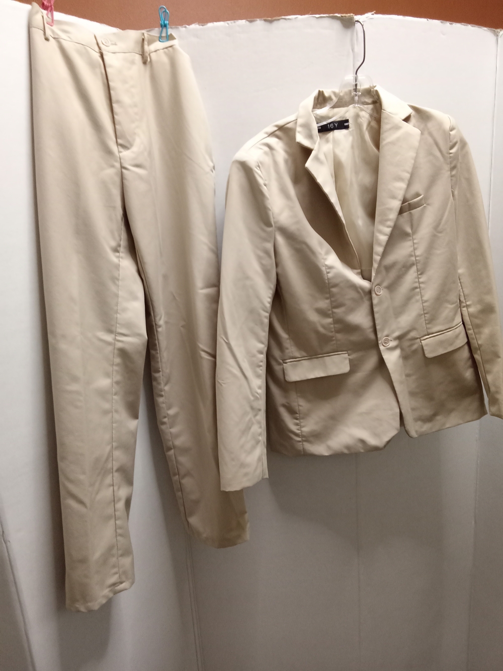 Boys Classic Cream Ivory Two-Piece Suit Jacket & Pants 16 B7